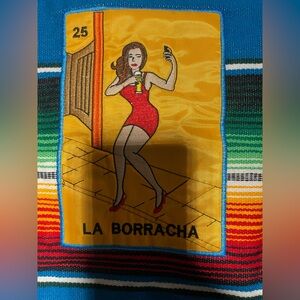 Colorful Serape Apron with La Borracha Design Embroidered